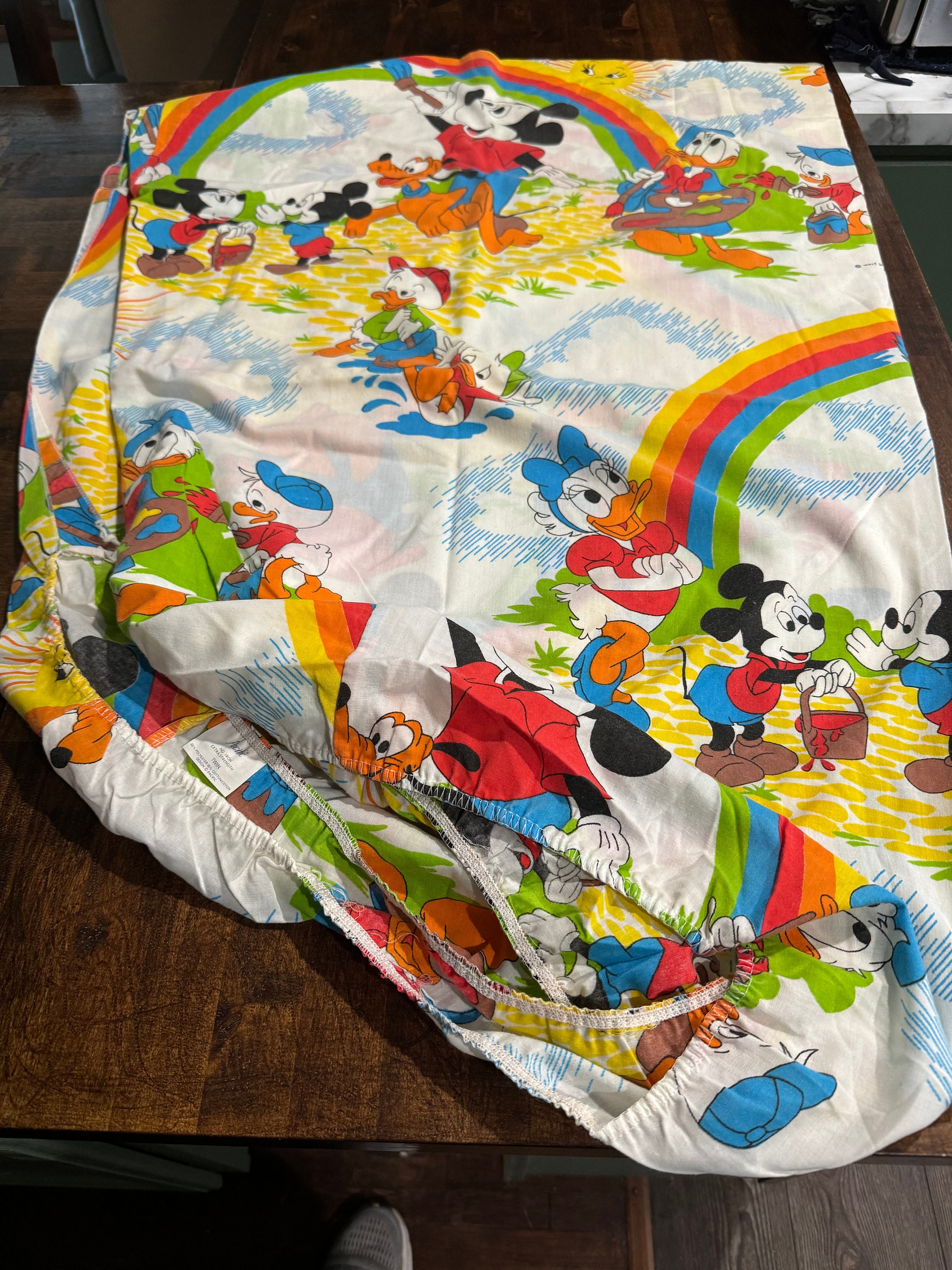 Vintage 1980's Mickey Mouse and Other Characters Twin Bedding