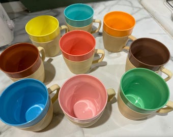 Vintage Raffiaware by Thermo-temp - Set of 4 Mugs - Raffiaware - Etsy