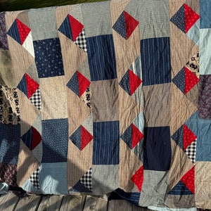 Early 1900&#39;s Unusual Pattern Handmade Quilt Top