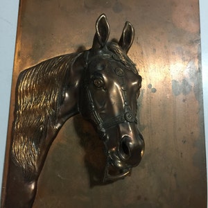 1940's Large Heavy Copper or Brass 3 Dimentional Horse Wall Bust Sculpture image 2