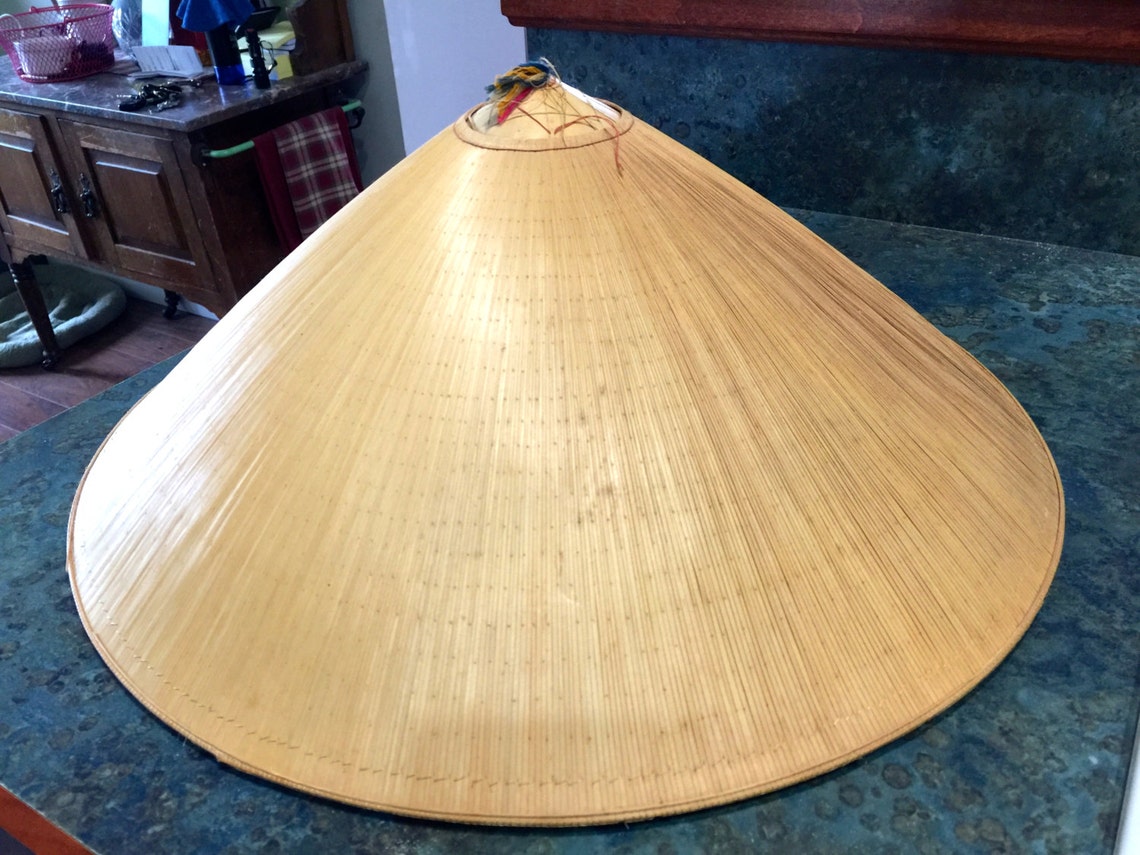 Vintage Handmade Conical Asian Rice Hat 1960 Era Etsy