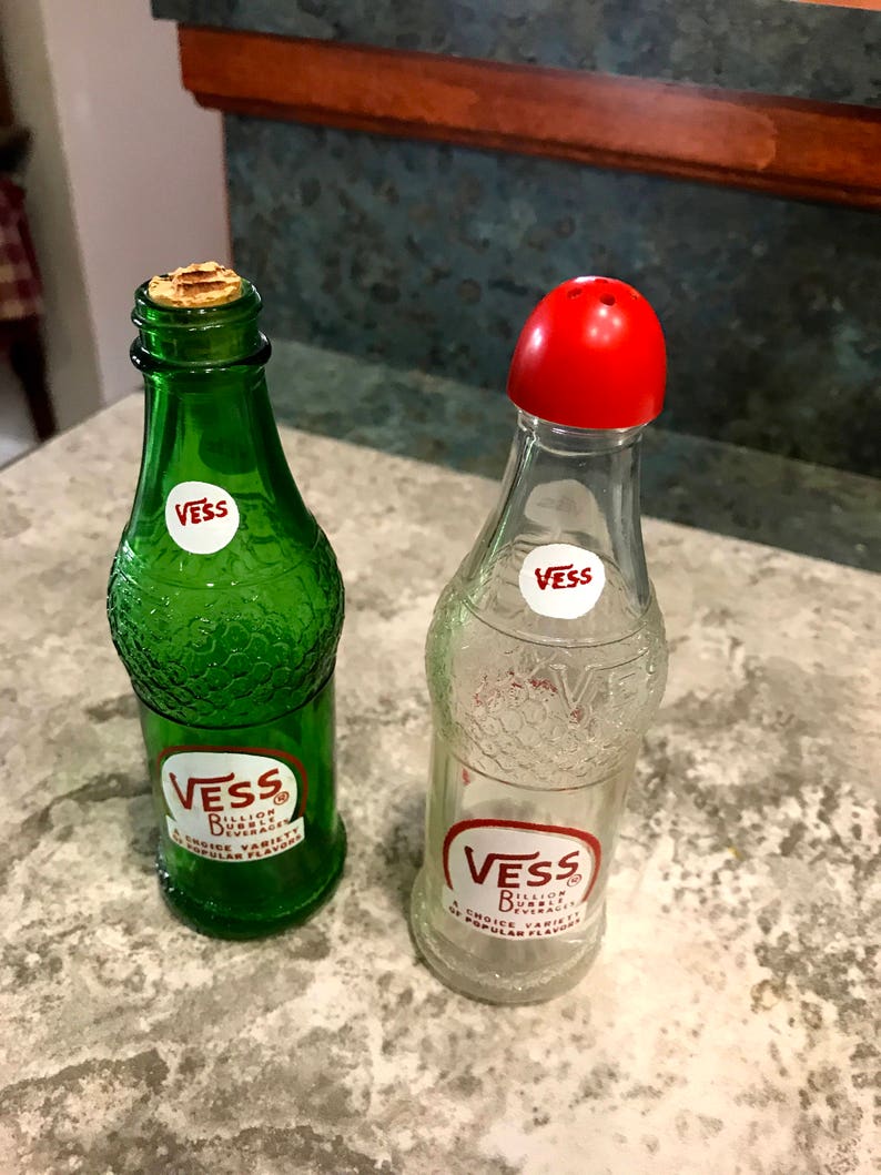 Vess Soda Bottle Salt & Pepper Shakers1 Green 1 Clear Billion Etsy