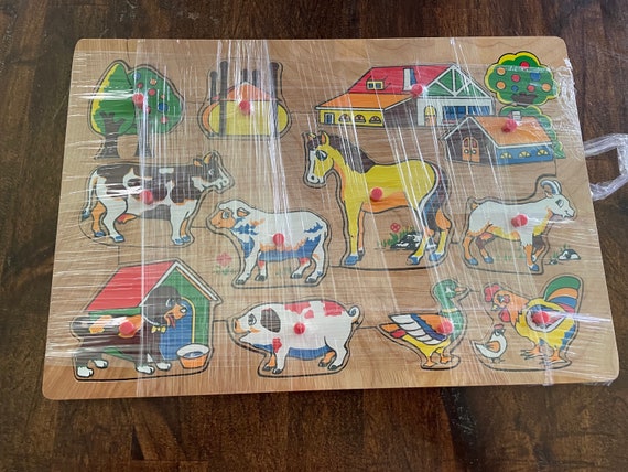 1970's Farm Animals Wood Tray Puzzle - Etsy