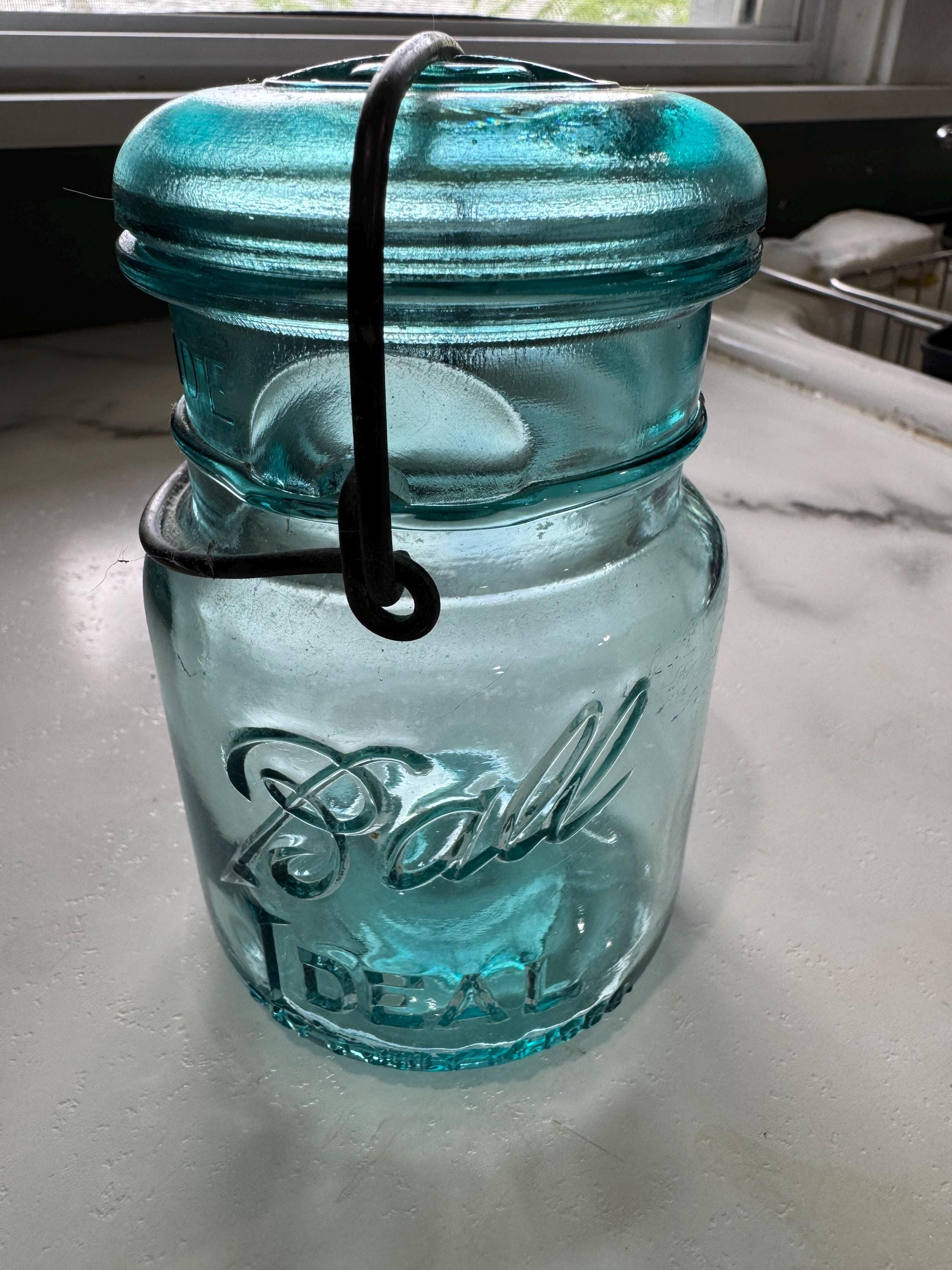 5 1/2 Inch Ball Blue Ideal July 14 1908 No 3 Canning Jar With Wire