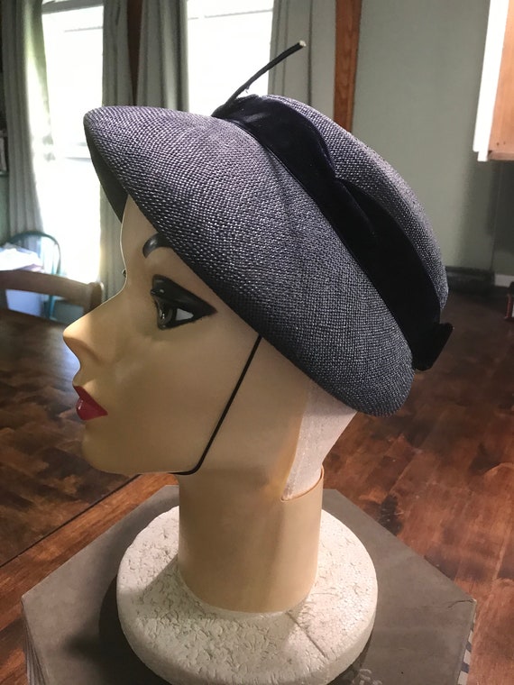 Vintage Hardesty Cocktail Hat with Rhinestones 19… - image 5