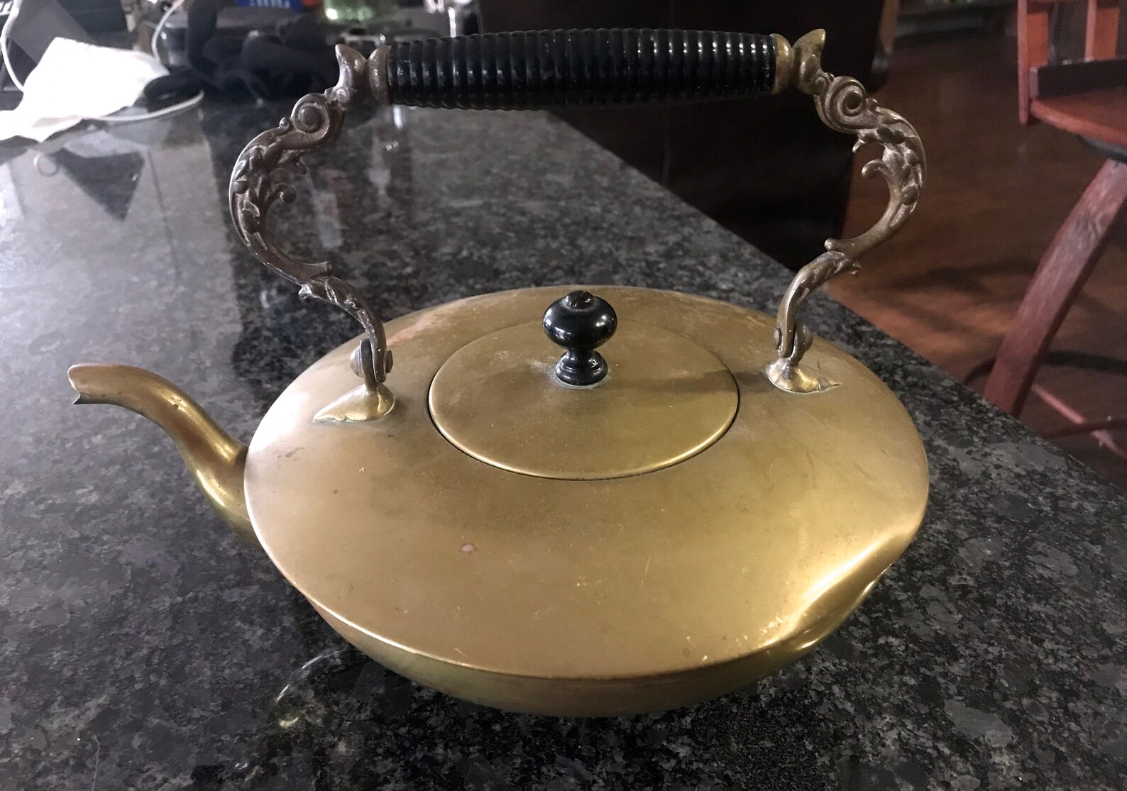 Vintage Brass Gooseneck Tea Kettle Ornate Handle Etsy
