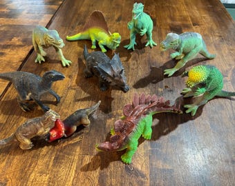 1980's Qty of 9 Dinosaurs Tyrannosaurus-Rex and More