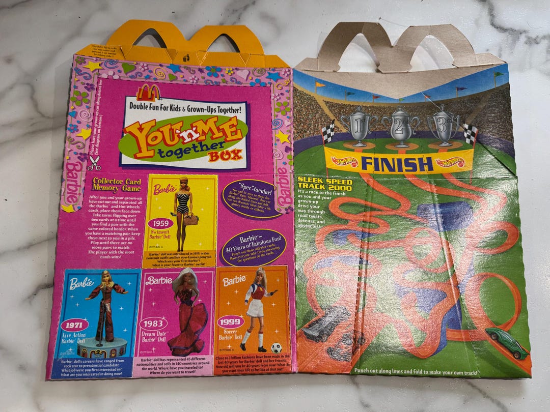 Rare 1999 Mcdonalds Barbie and Hot Wheels Large Happy Meal Box - Etsy