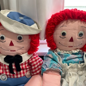 Vintage Raggedy Ann and Andy 25 Inches Tall Dolls