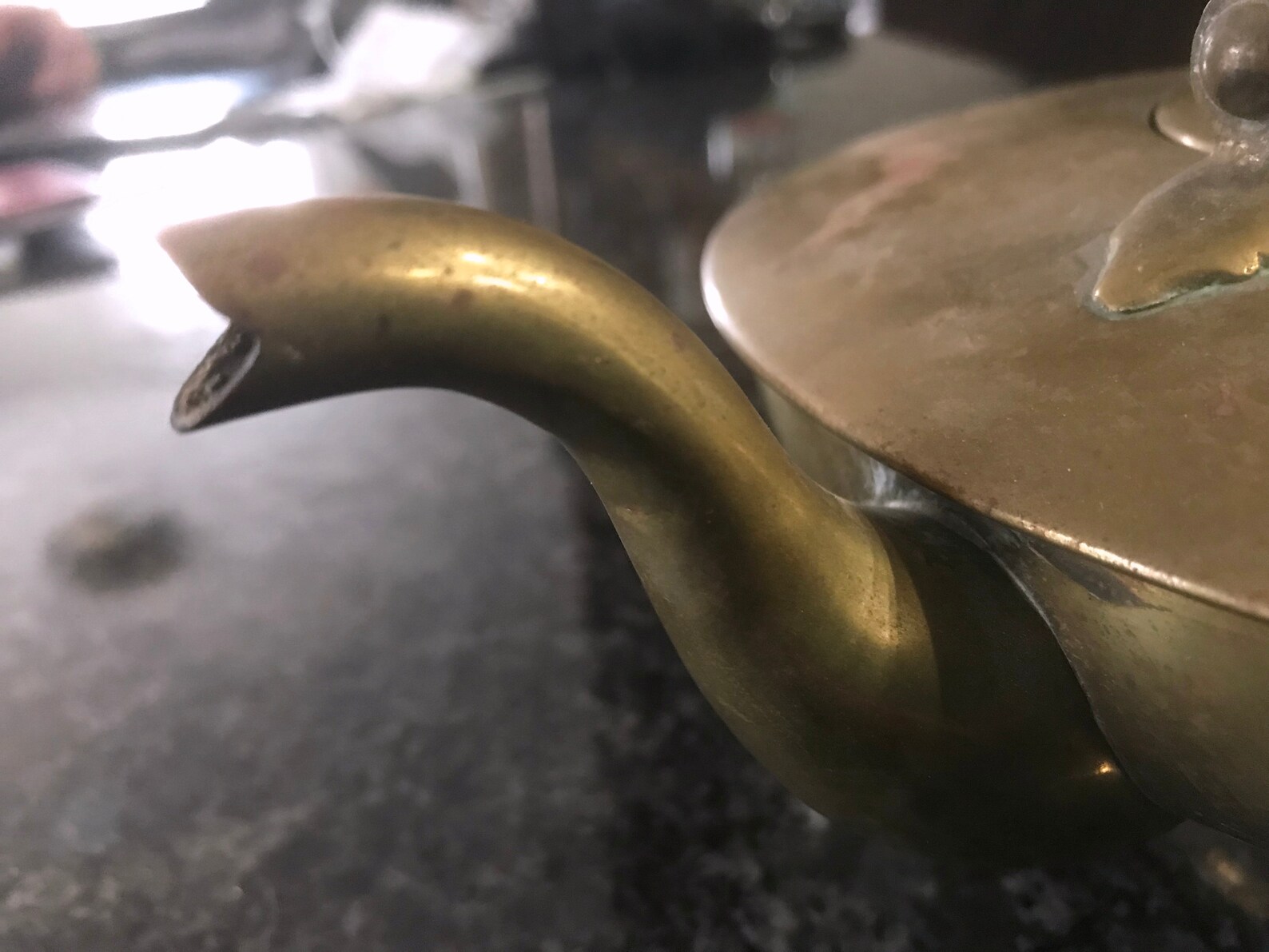 Vintage Brass Gooseneck Tea Kettle Ornate Handle Etsy