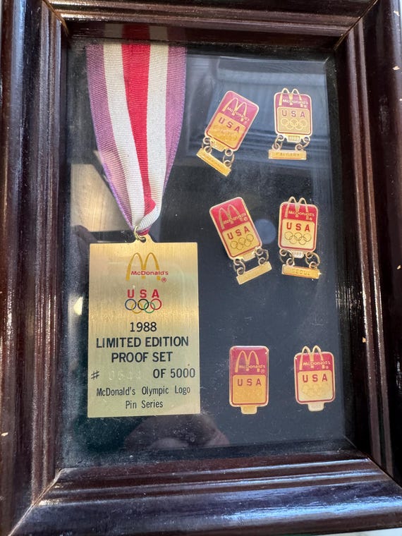 1988 Rare Mcdonalds USA Olympics Pin Series Proof Set Framed No