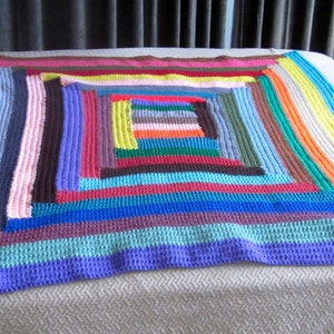 Handmade Crocheted Log Cabin Design Adult Blanket 44 X 38 image 2