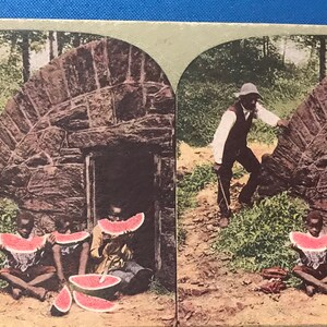 Rare 1800s African American Historical Stereoview Card &quot;Father and Children&quot;