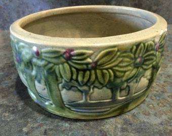 Roseville 1920 Victorian Era Vista Art Pottery Bowl or Planter "Scarce" 3 1/2 Inches Tall Marked 249-6