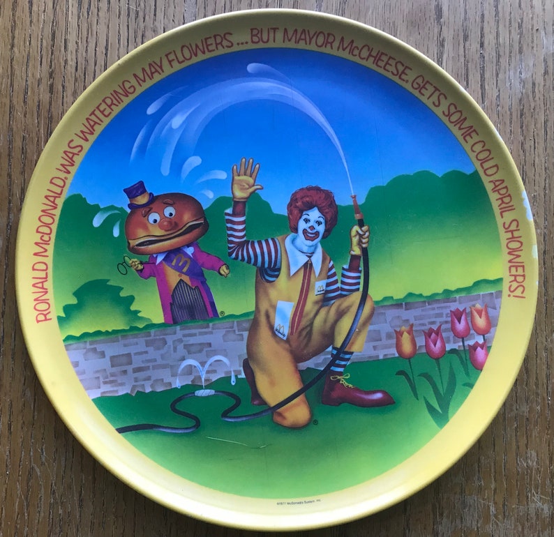 1977 McDonalds Ronald McDonald Watering May Flowers Melmac Plate
