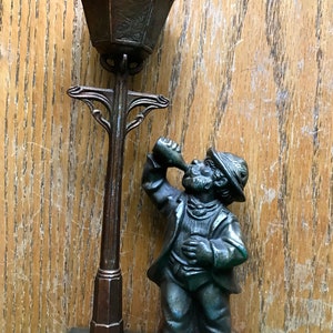 Vintage Drunkard Under Lamp Post Brass Oil Lamp