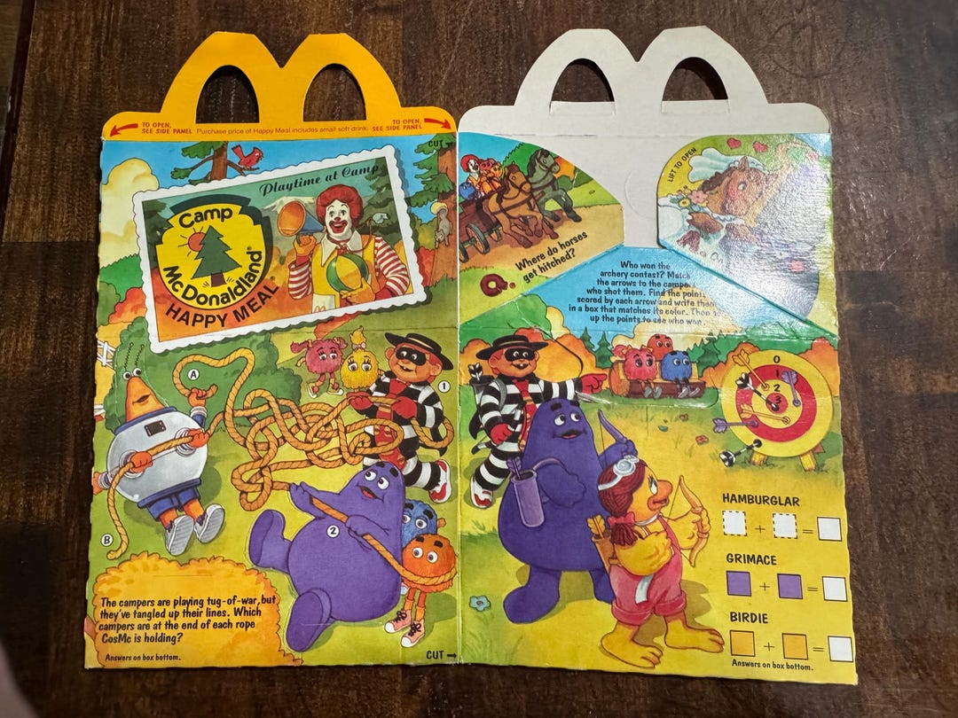 Rare 1989 Mcdonalds Camp Mcdonaldland Happy Meal Box Unused New