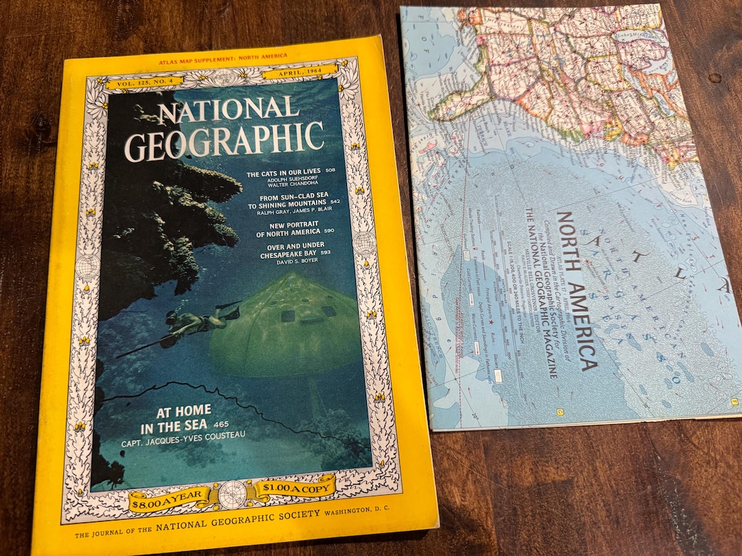 April 1964 National Geographic Magazine Plus Map - Etsy