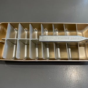 Vintage Aluminum Ice Cube Tray Trigger Tray, Deep Bin, 1950s