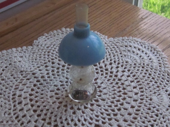 Vintage Lander Oil Lamp Perfume Bottle 4 1/4 " Blue Shade