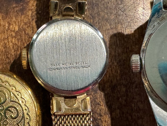 1970's Gold Tone Tiny Pocket Watch and 2 Wrist Wa… - image 7