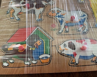 1950年代 ハンガリー製ヴィンテージ モールアニマル 8体セット 1970's Farm Animals Wood Tray Puzzle - Etsy
