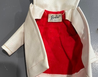 1958-1960 Barbie White Winter Holiday Vinyl Coat