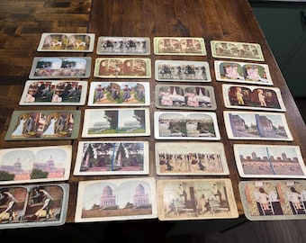 Qty of 24..Mostly n Color Stereoscope Stereoview 3D Photo Cards. Late 1800's Early 1900s (Inventory No 3)