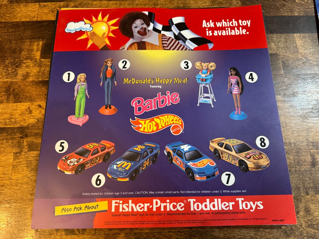 1998 Very Rare Mcdonalds Barbie Hotwheel Translite - Etsy