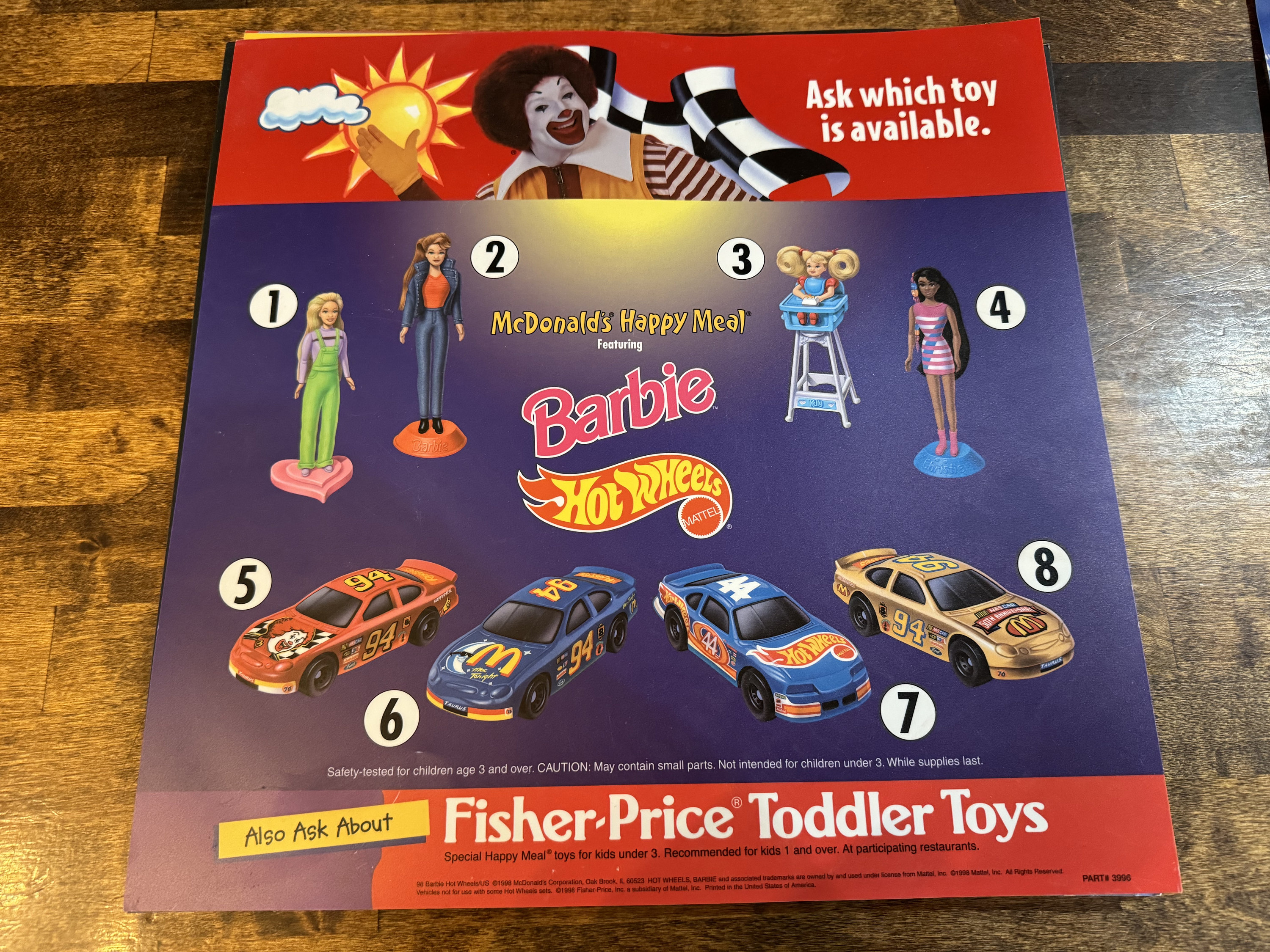 1998 Very Rare Mcdonalds Barbie Hotwheel Translite - Etsy