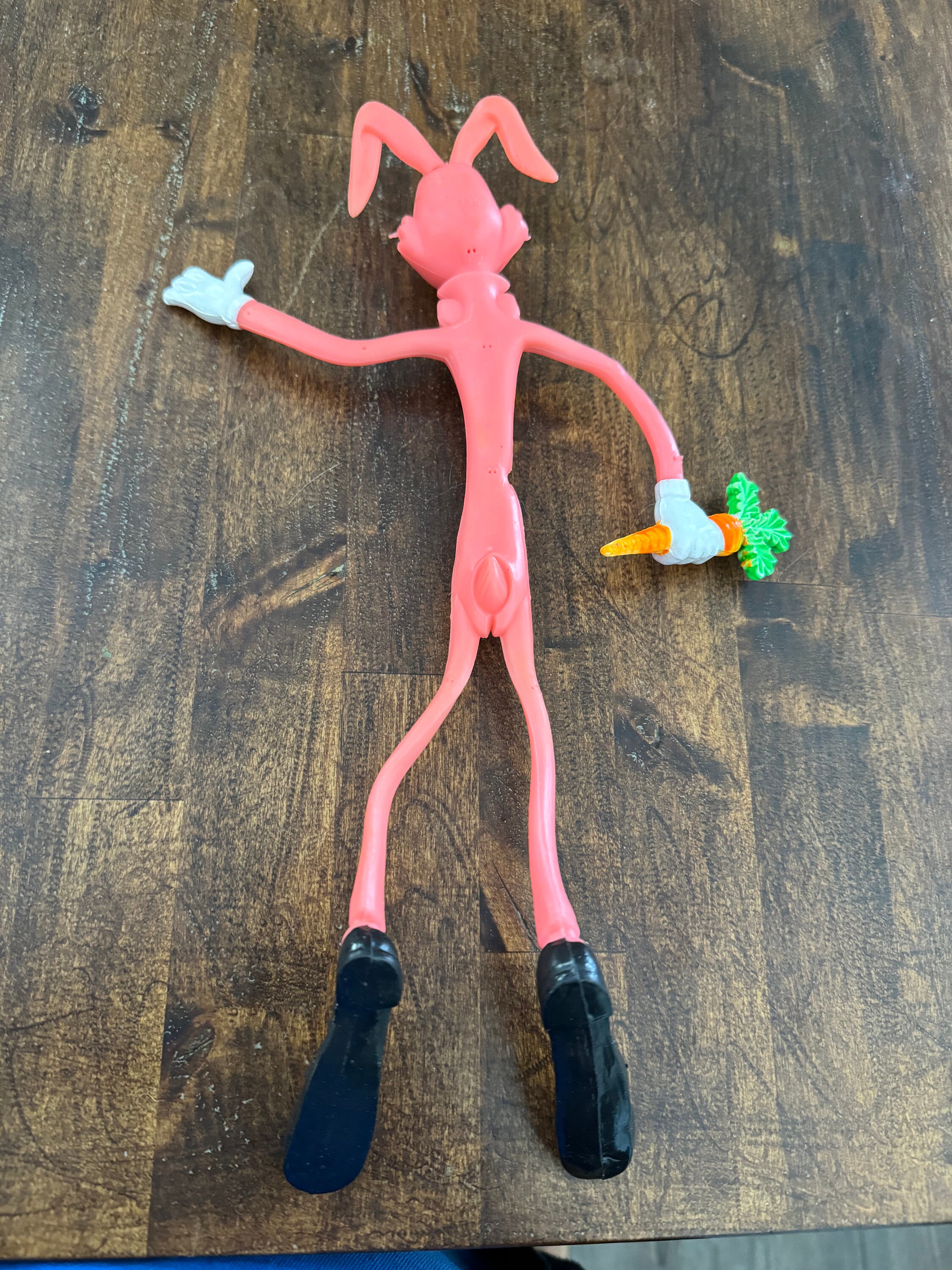 1980s 11 Inches Tall Pink Rabbit With a Carrot Bendy - Etsy