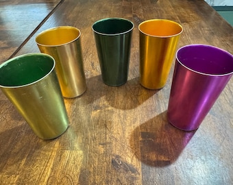 Qty of 5 1950's Bascal Aluminum Anodized Tumblers