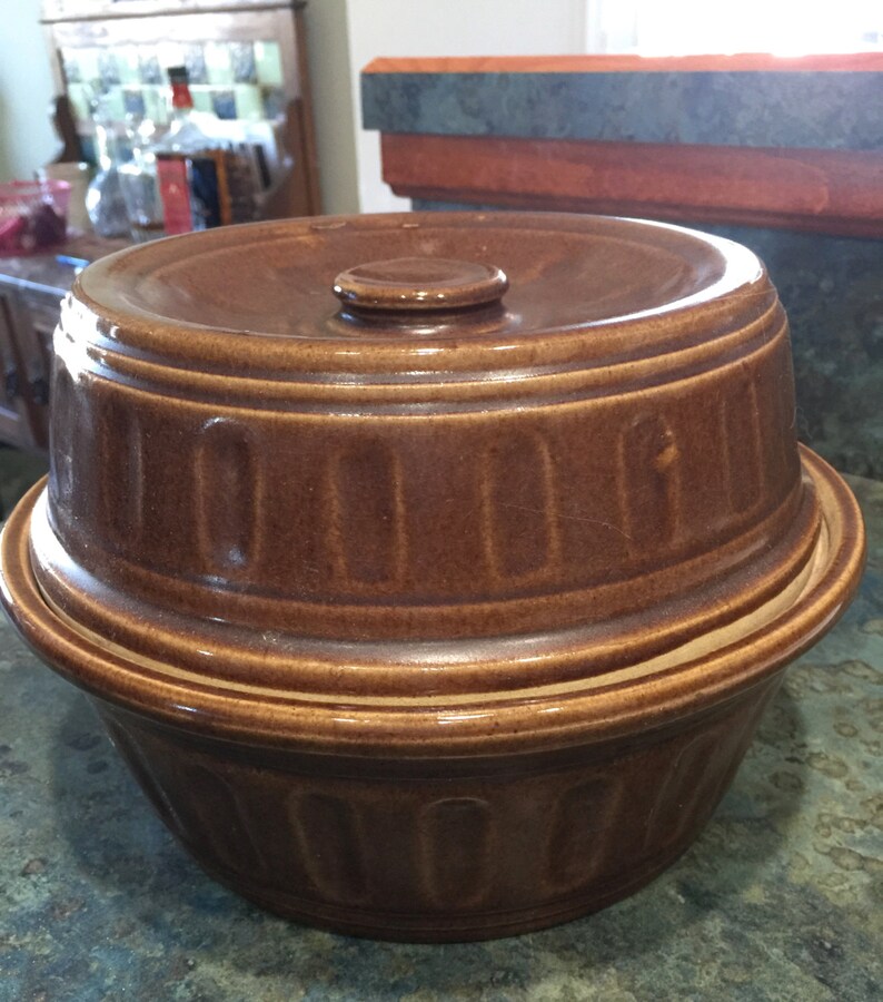 Vintage USA Mccoy Brown Covered Casserole Pottery Stoneware Etsy