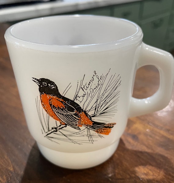 1970's Fire King Coffee Mug Baltimore Oriole and Chickadee - Etsy
