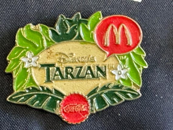 Rare 1980s Mcdonalds Disney's Coca-cola Tarzan Employee Crew Pin
