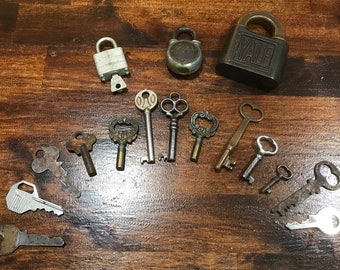 Vintage Huge Lot of Locks (Yale) Skeleton and Clock Keys