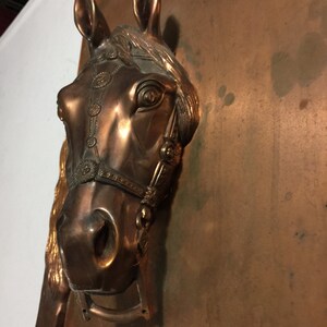 1940's Large Heavy Copper or Brass 3 Dimentional Horse Wall Bust Sculpture image 4