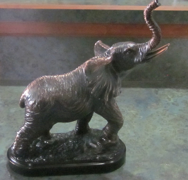 Vintage Asian Brass Bronze Elephant Sculpture on Oval Base Etsy