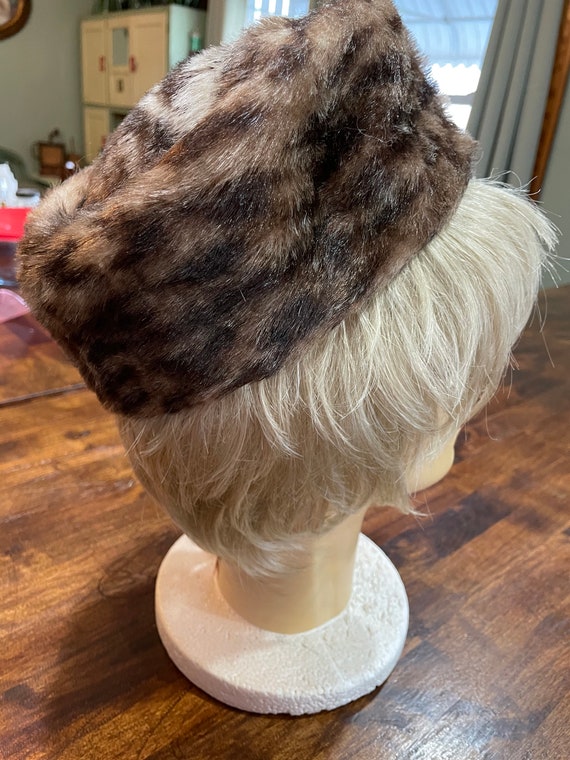 Faux Fur Vintage Pillbox Hat 1950's - image 5