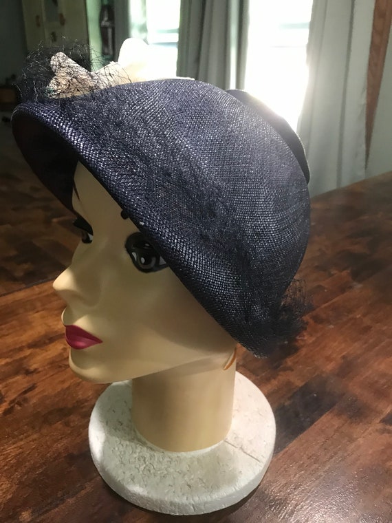 Vintage Netted Cocktail Hat with Flower 1930's - image 5