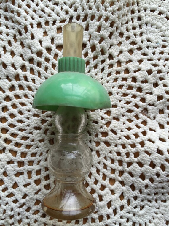 Vintage Lander Oil Lamp Perfume Bottle 4 1/4 " Green Shade View 2