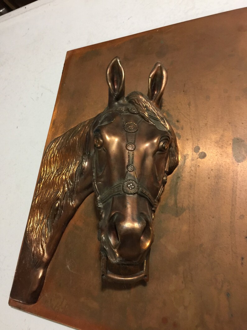 1940's Large Heavy Copper or Brass 3 Dimentional Horse Wall Bust Sculpture image 3
