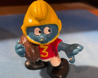 1980 Smurf Football Player PVC Toy Figurine