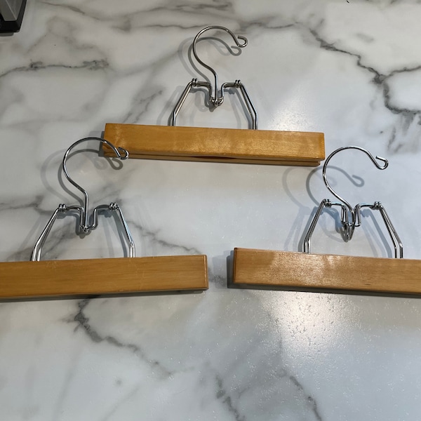 1930's Wood and Metal Trouser and Skirt Hangers Qty of 3