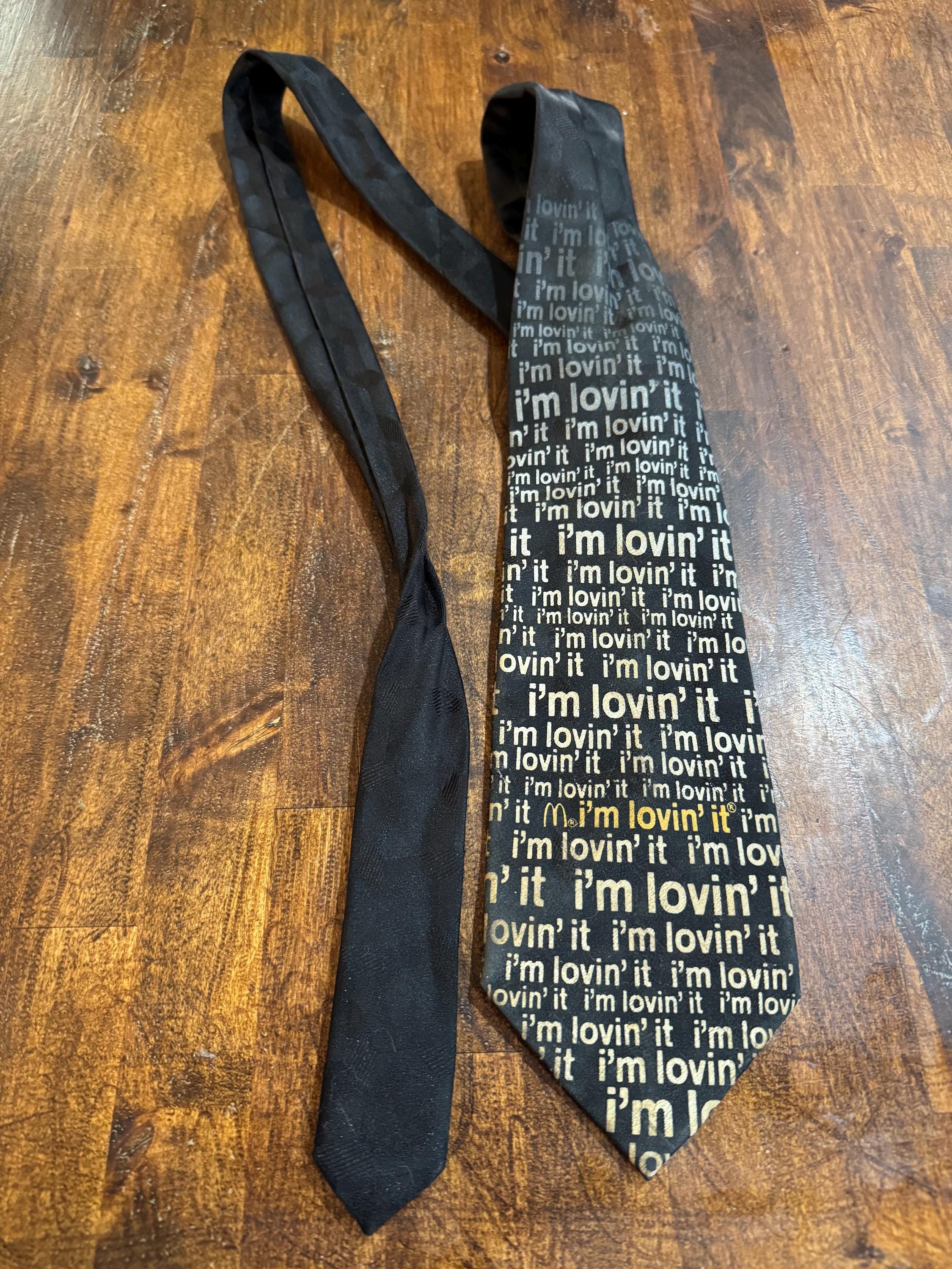 Vintage Mcdonalds Black Tie With I'm Lovin' It All Over the Tie
