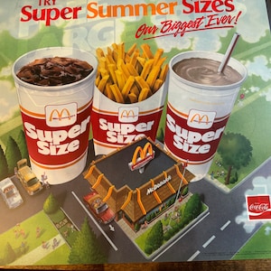 1987 Rare Large McDonalds Supersize with McDonalds Restaurant Translite