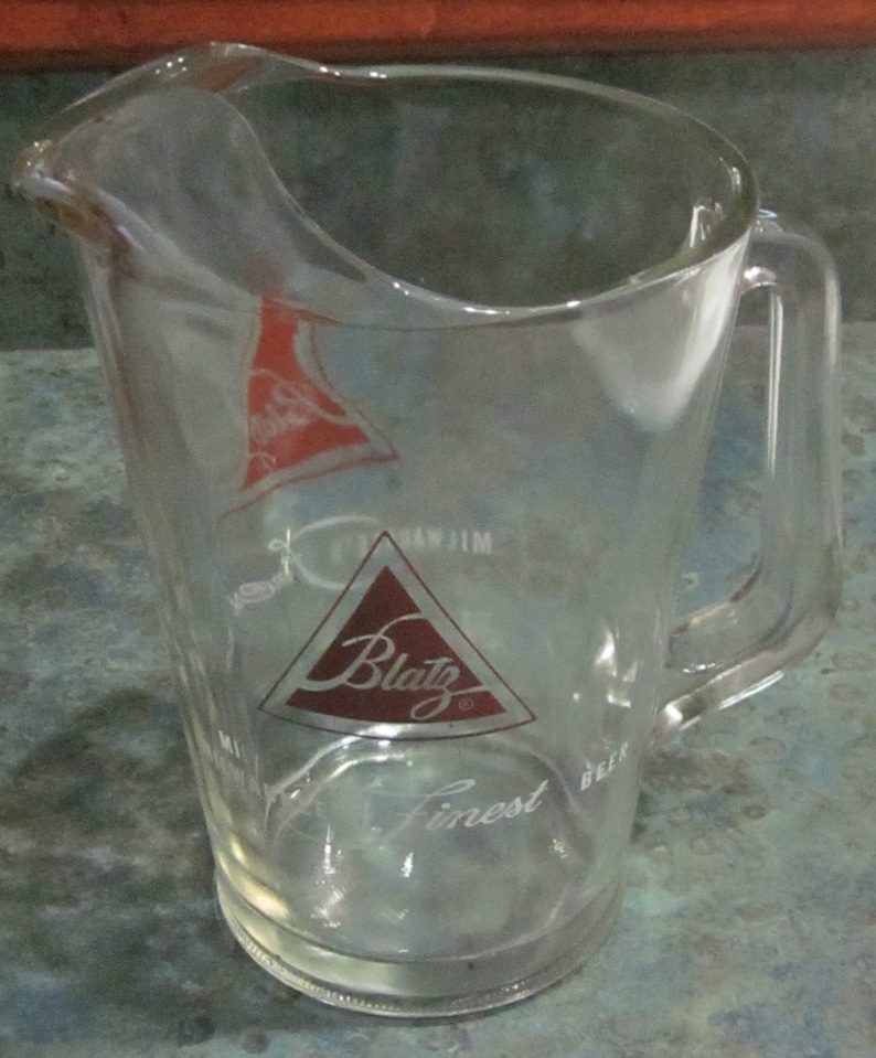 Vintage Heavy Glass Blatz Beer Pitcher Milwaukee's Finest Etsy