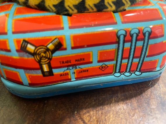 1960s Alps Japan Shoe Shine Pipe Smoking Panda Tin Litho