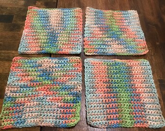 Farmhouse Dishcloths Warm Soft Colors, etc. Handmade Crochet Qty of 4