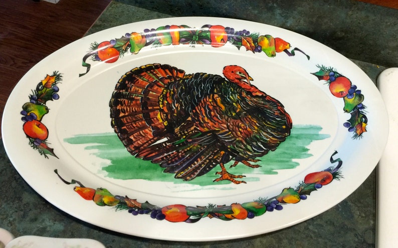 Vintage Melmac Turkey Thanksgiving Platter 1970 Era image 5